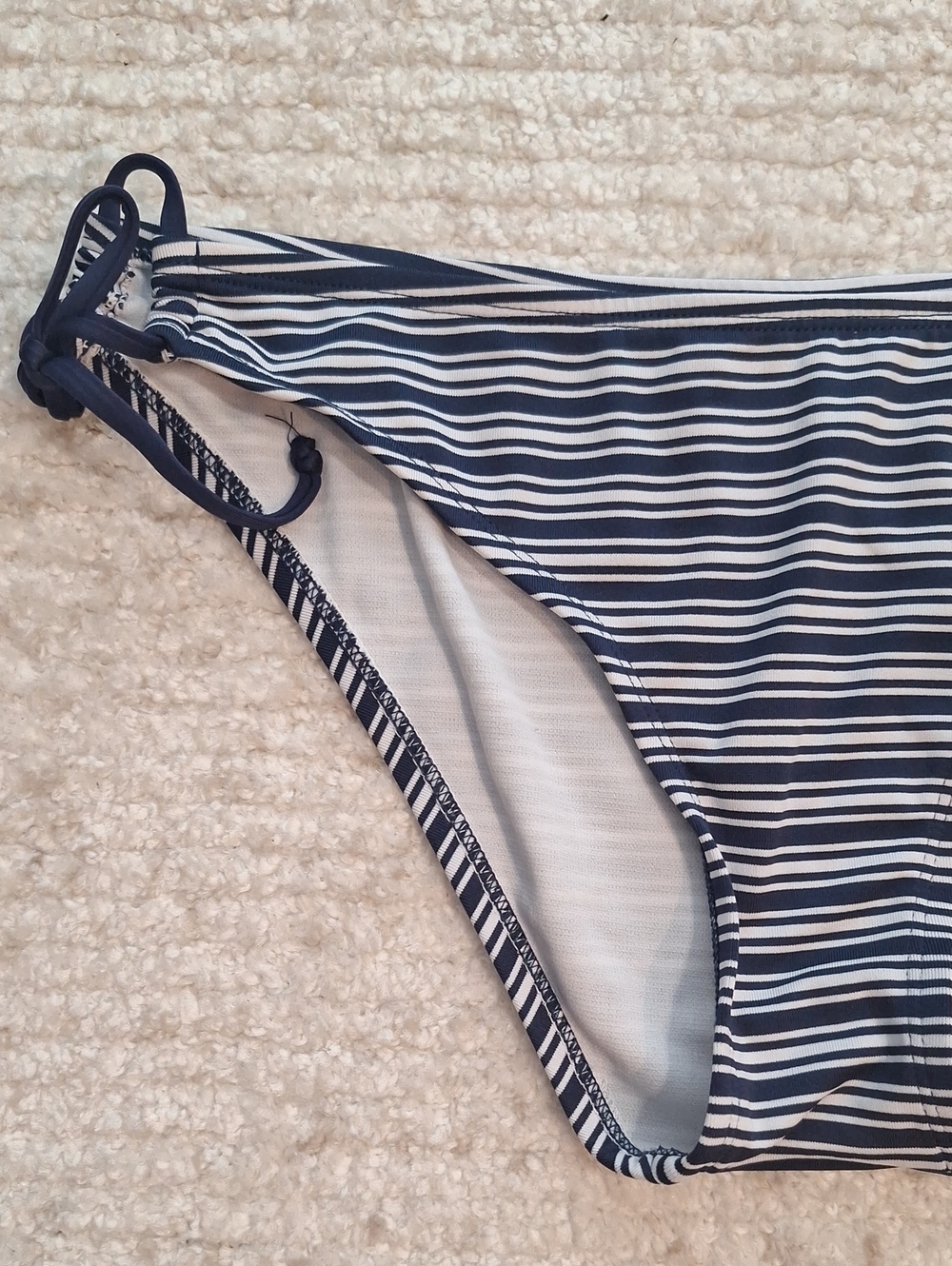 Side Tie Striped Biniki Bottom | Navy White | Size M